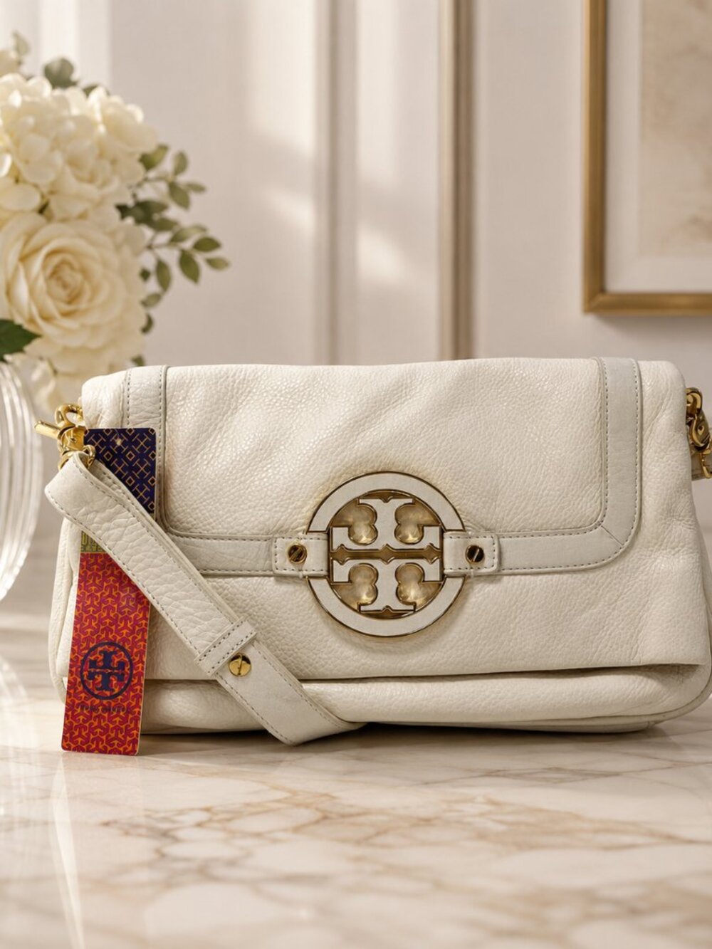 Tory Burch Amanda White Foldover Bag